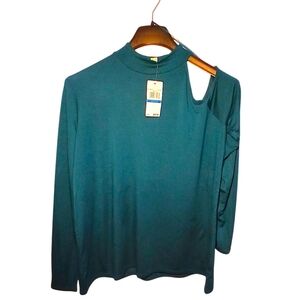 NWT Michael Kors Ĺuxe Teal Blouse Size XL